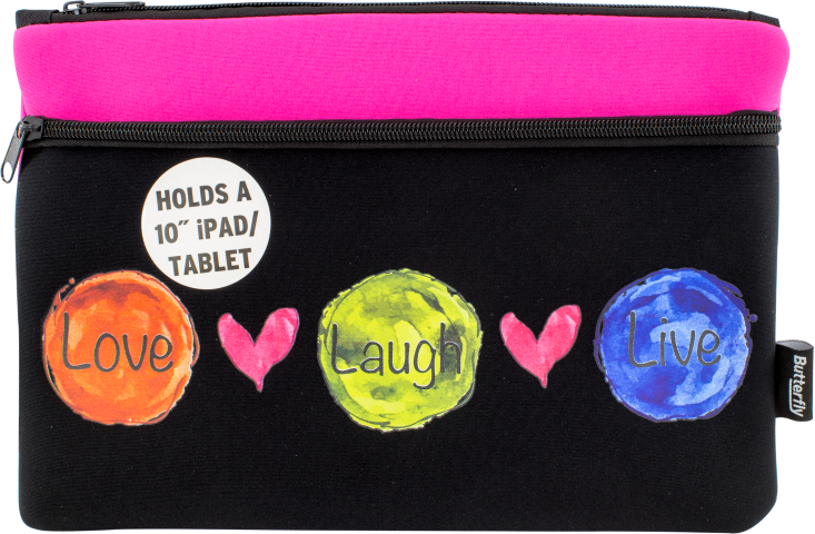 Butterfly Double Zip Neoprene Pencil Bag