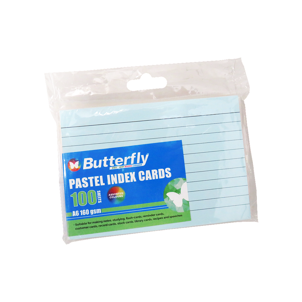Butterfly A6 Pastel Ruled Index/Speech Cards