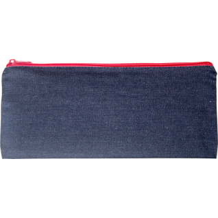 33cm Denim Pencil Bag - Red Zip