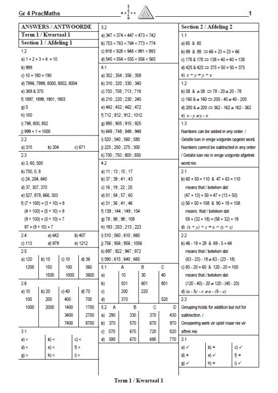Prac Maths Grade 4