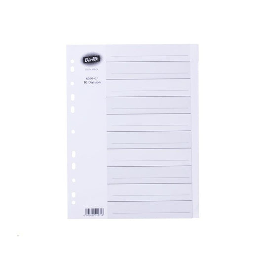 Bantex White Manilla File Divider Unprinted