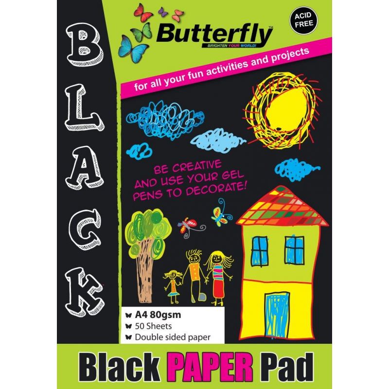 Butterfly A4 Black Paper Pad