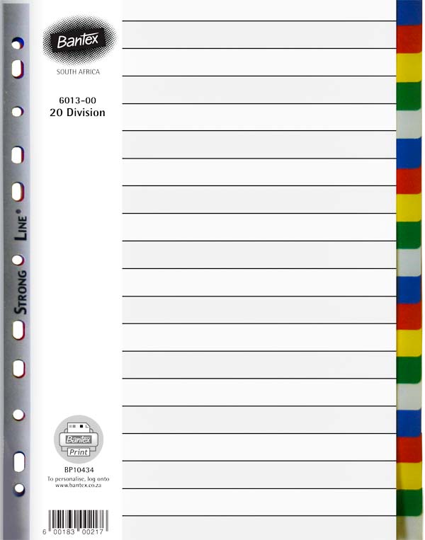 Bantex 20 Tab File Divider