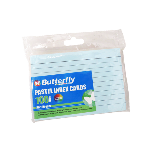 Butterfly A6 Pastel Ruled Index/Speech Cards