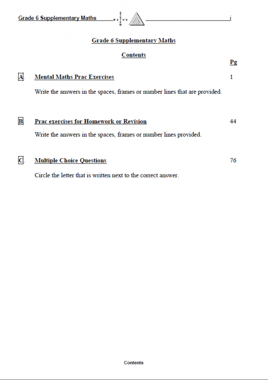 Supplementary Maths Grade 6