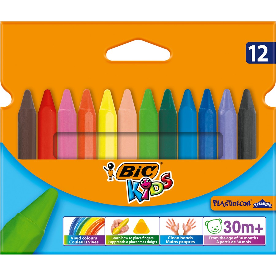 Bic Kids Plastidecor Triangular Wax Crayons