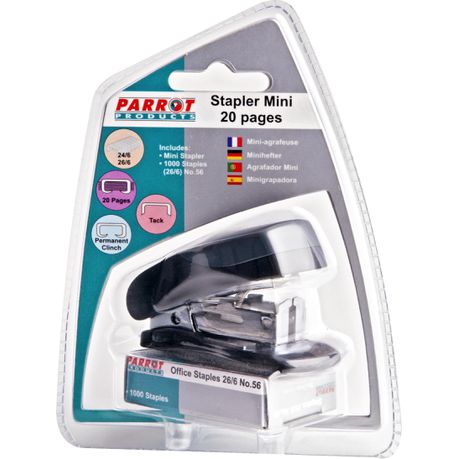 Parrot Plastic Mini Stapler - Black