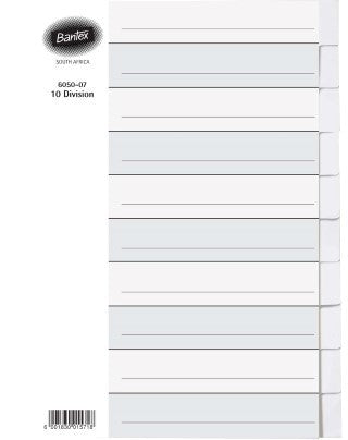 Bantex White Manilla File Divider Unprinted