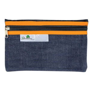 33cm Denim Pencil Bag - Red Zip