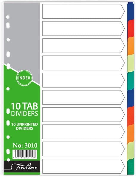 Treeline 10 Tab Unprinted File Divider - Dream Stationery