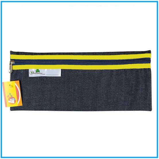 33cm Denim Pencil Bag - Red Zip